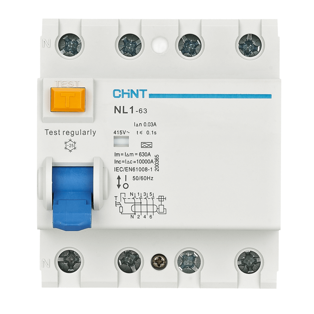 เบรคเกอร์กันดูด 25 แอมป์ 4 โพล 30MA 10KA CHINT RCCB NL1-63 4P TYPE AC_2